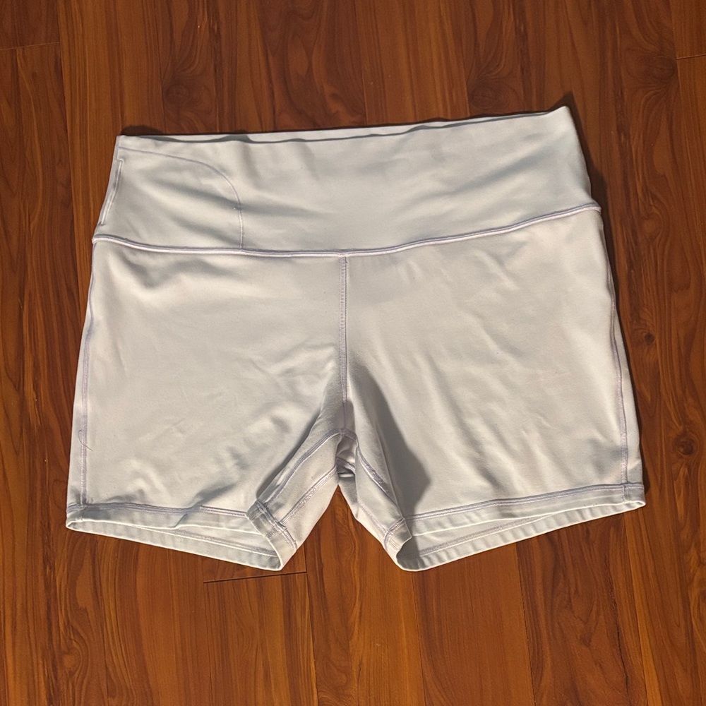 Lululemon Women's Light Blue/Gray Biker Shorts